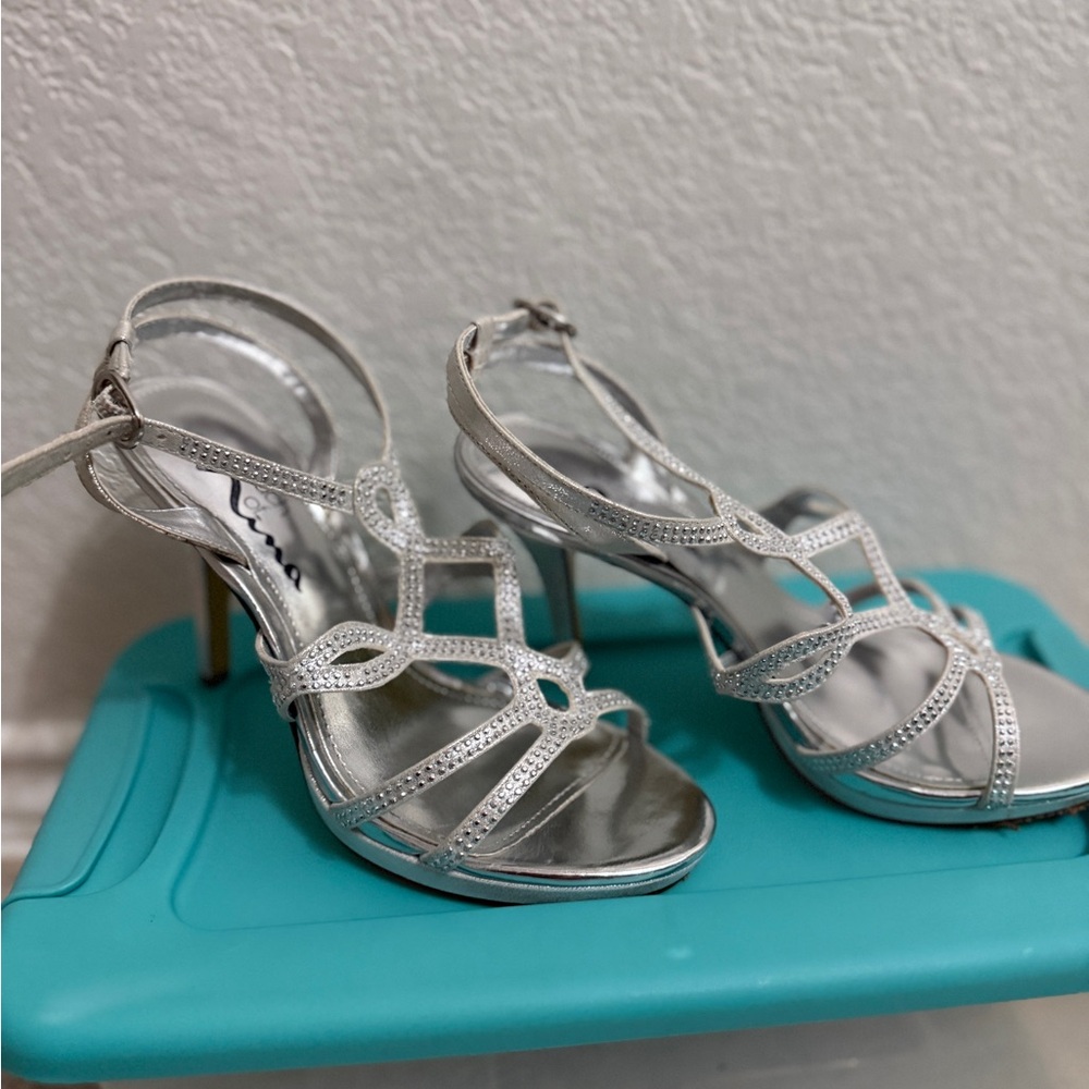 Touch of Nina Elegant Silver Strappy Heels